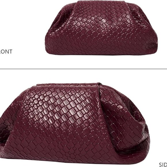 Women's Vegan Leather Purse Ruched Bag Evening Handbag Dumpling Clutch Purse - Picture 3 of 6